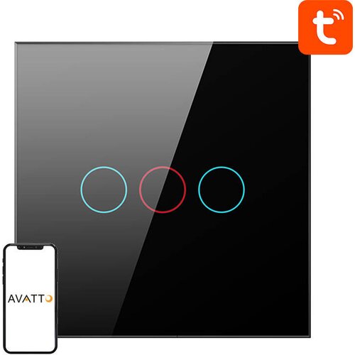 Avatto ZTS02-EU-B3 3 Way ZigBee pametni prekidać TUYA crni Cijene