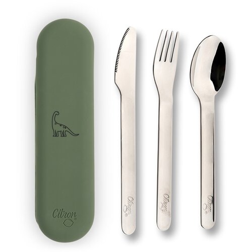 Citron pribor za jelo od nehrđajućeg čelika Dino Green cutlery_set_silicone_dino_green Cijene
