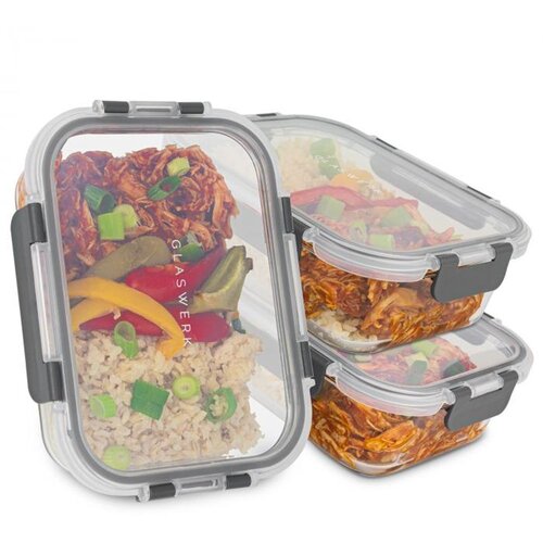 Klarstein Glaswerk Jardine, posoda za živila, set 3 kosov, 1 predal, 1040 ml, borosilikatno steklo, pokrov Cene