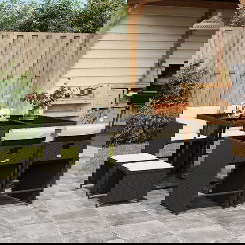 vidaXL 9-dijelni vrtni blagovaonski set s jastucima crni od poliratana Cijene