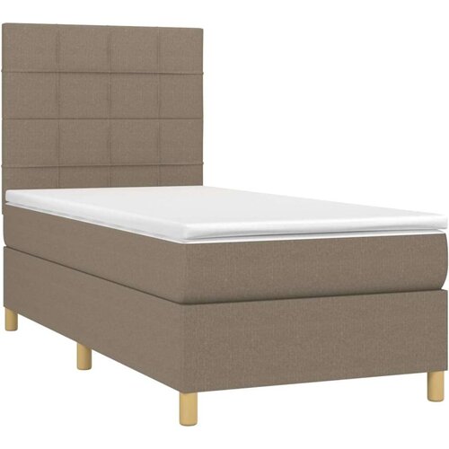  Krevet s oprugama i madracem smeđesivi 80x200 cm od tkanine Slike