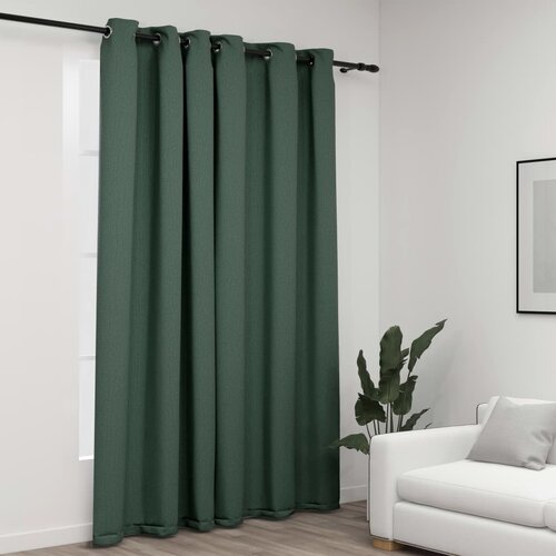 vidaXL Zavjesa za zamračivanje s prstenima zelena 290 x 245 cm Cijene