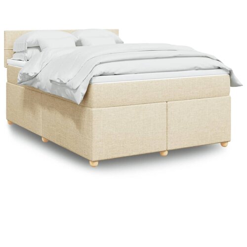 VidaXL Box spring postelja z vzmetnico krem 140x200 cm blago Slike