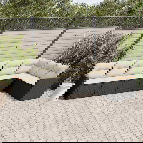 vidaXL 7-dijelni set vrtnih sofa od poliratana s jastucima crni Cijene