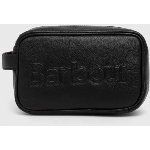Barbour Kožna kozmetička torbica Logo Leather Washbag boja: crna, MAC0451