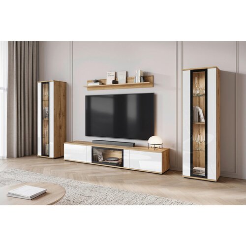 Livetastic DNEVNI REGAL, hrast wotan, bela, visoki sijaj Slike