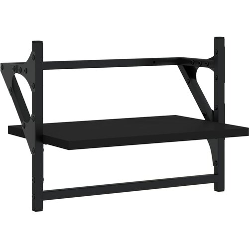  Zidne police s prečkama 2 kom crne 40x25x30 cm Slike