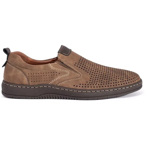 Shelvt Men&amp;#039;s brown openwork loafers Slike