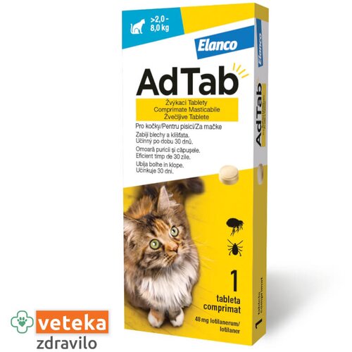AdTab tableta proti zajedalcem za mačke, 2-8kg/48mg Cene
