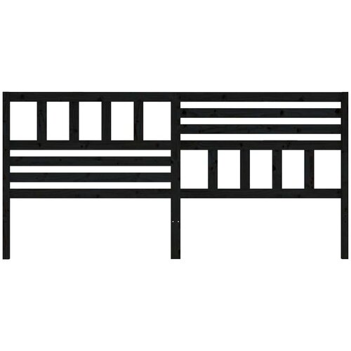  Uzglavlje za krevet crno 206 x 4 x 100 cm od masivne borovine Slike