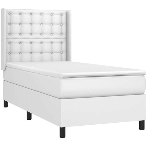  Box spring s madracem LED bijeli 100x200 cm umjetna koža Slike