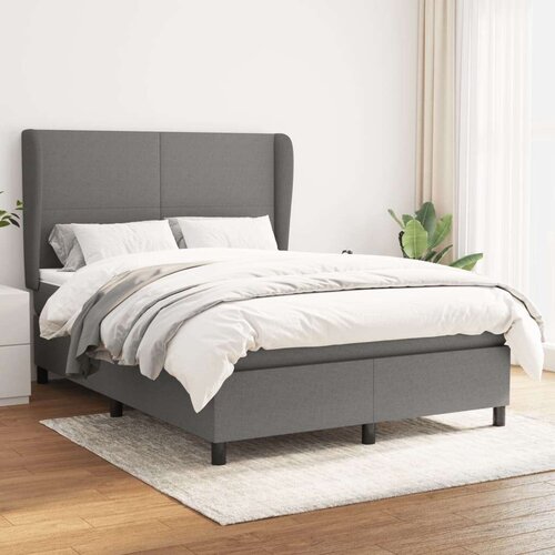  Krevet s oprugama i madracem tamnosivi 140x190 cm od tkanine Slike