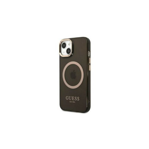 Guess Futrola za iPhone 13 Pro Max Black Gold Outline Translucent MagSafe ( GSM168218 ) Slike