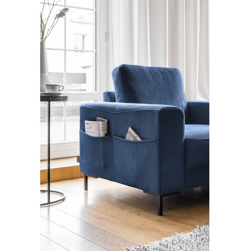 Miuform Temno moder fotelj iz rebrastega žameta Lofty Lilly &amp;ndash; Slike