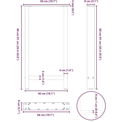 vidaXL Noge kavne mizice antracit 2 kosa 50x(90-91) cm jeklo Cene