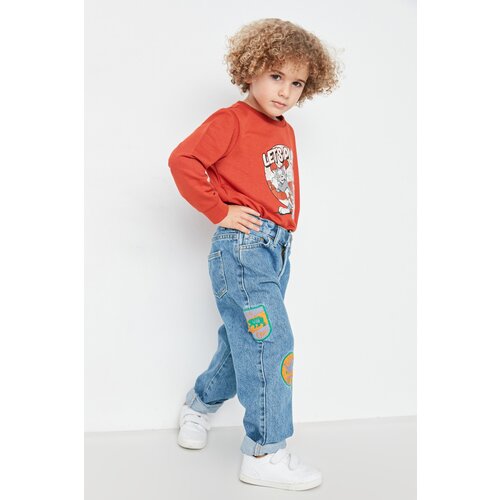 Trendyol Blue Embroidered Detailed Boy Denim Jean Slike