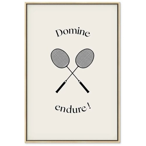  Slika - Black Badminton Rackets 40x60 U prirodnom drvenom okviru Slike