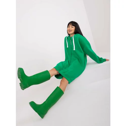 Fashion Hunters Green long basic sweatshirt oversize cut