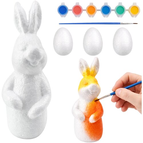 Bunny Styrofoam Decoration Painting Kit 3 Eggs Paint Cene