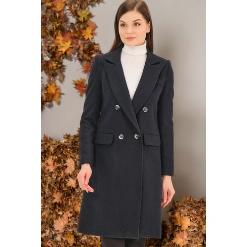 Dewberry Z6672 WOMEN&amp;#039;S COAT-PLAIN NAVY BLUE Slike
