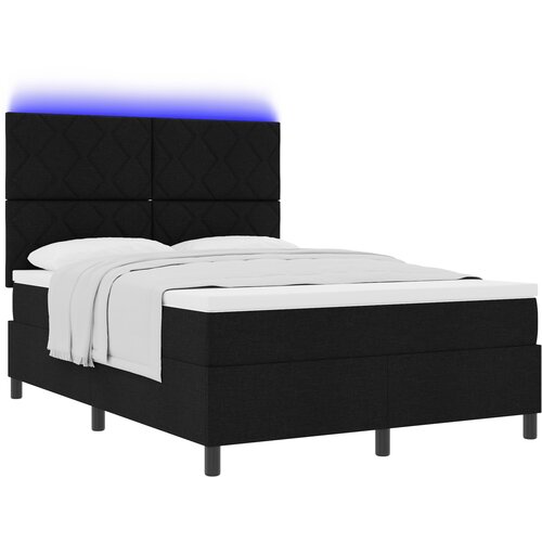 vidaXL postelja z vzmetnico in LED črna 140x190 cm tkanina, (22083623) Cene