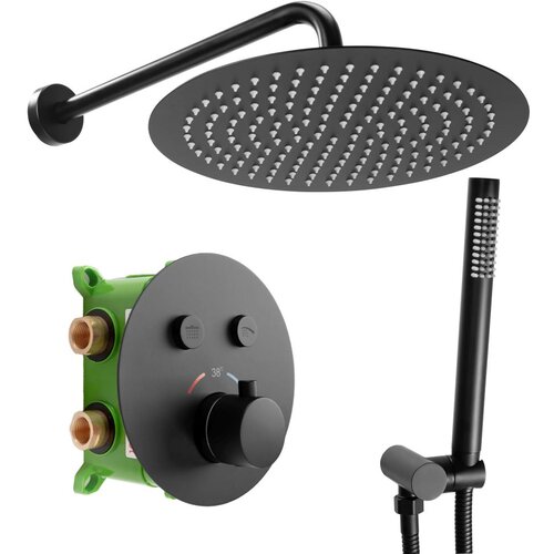 REA Bath LUNGO MILER Set za prikrito prhanje Black Matt s termostatom + Škatla Cene