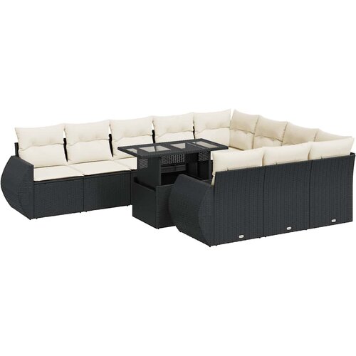  11-dijelni set vrtnih sofa poliratan s jastucima svijetlosivi Slike