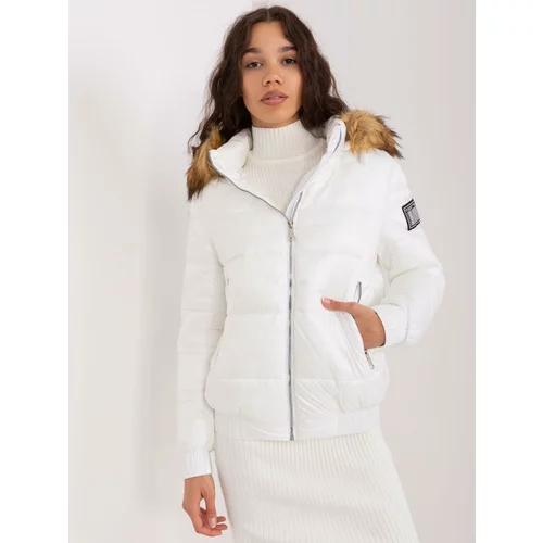 Fashion Hunters White winter jacket with detachable hood