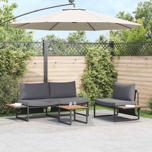  Vrtni set za objed 3 kom. Antracit Čelik Crna 55 x 55 x 70 cm Slike