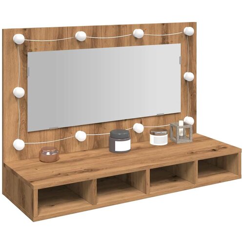 VidaXL Ormar s ogledalom i LED-om Artisan hrast 90x31,5x62 cm Slike