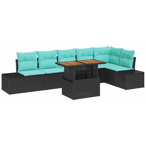vidaXL Vrtna sedežna garnitura s shranjevanjem 7 pcs Črna Poly ratan, (5000022167) Cene