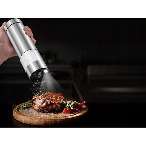  Brezžični nastavljiv LED električni mlinček za poper in sol inox Slike