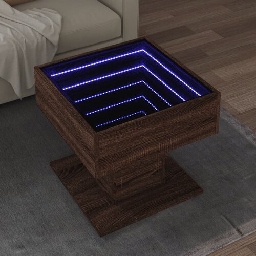  Stolić za kavu LED boja hrasta 50x50x45 cm konstruirano drvo Cijene
