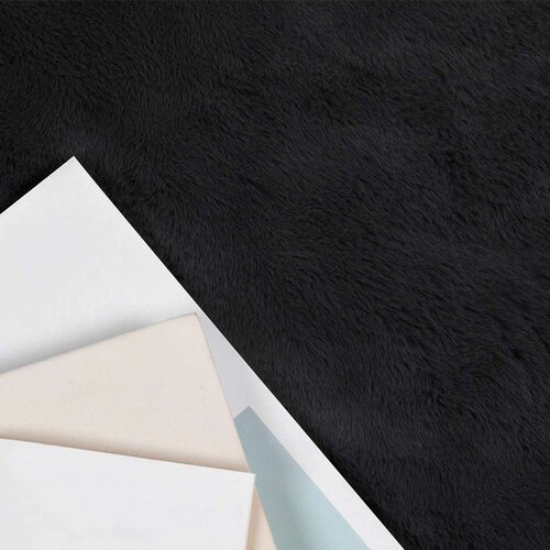  Faux Rabbit Fur Rug Olite Crna 60 x 90 cm Poliester Slike