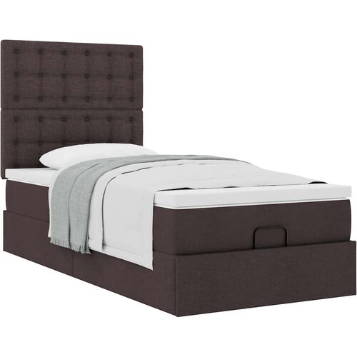 VidaXL otomanski okvir kreveta s madraca tamnosmeđi 90x200cm tkanine Slike