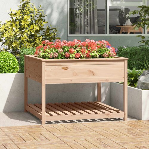 vidaXL Visoka greda s polico 111,5x111,5x81 cm trdna borovina Cene