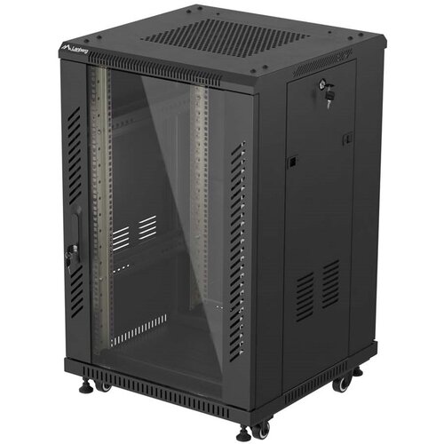 Lanberg 19 18U 600 &times; 600 BLACK FLOOR-STANDING RACK CABINET WITH GLASS DOOR, (FLAT PACK) Cijene