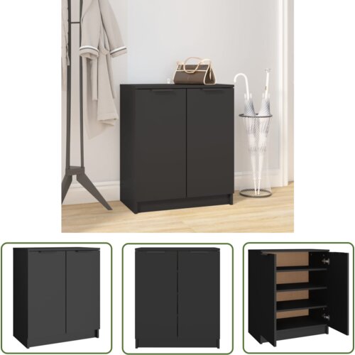 The Living Store Omarica za čevlje črna 59x35x70 cm inženirski les - Omarica Za Čevlje, (21744883) Cene