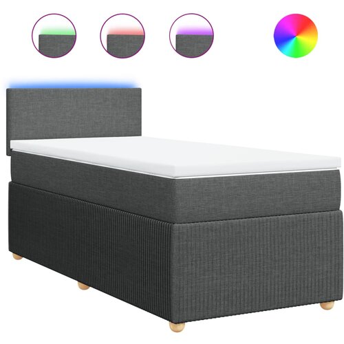 vidaXL Box spring postelja z vzmetnico temno siva 100x200 cm blago, (21291189) Cene