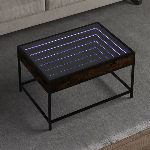 Furnova Klubska mizica z neskončnimi LED dimljen hrast 70x50x41 cm, (21914573) Slike