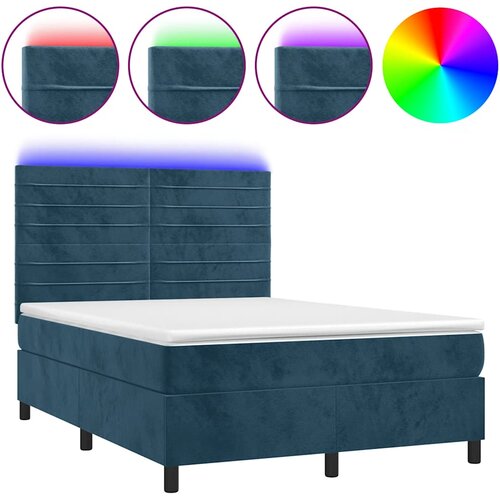  Krevet box spring s madracem LED tamnoplavi 140x200 cm bar&amp;scaron;un Slike