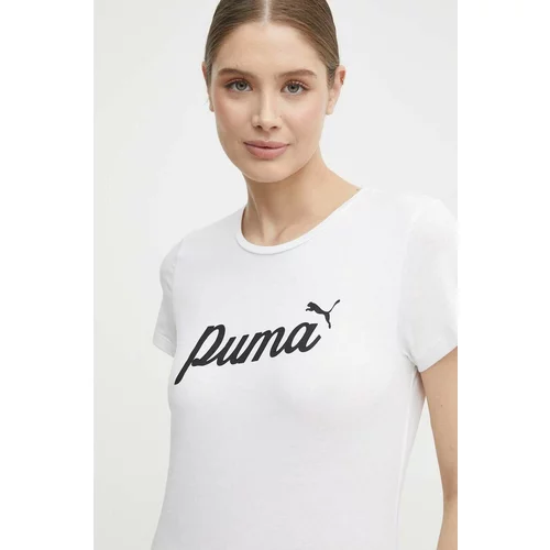 Puma Bombažna kratka majica ženska, bež barva, 679315