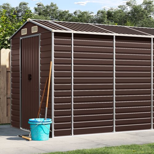 VidaXL Vrtna lopa rjava 191x640x198 cm pocinkano jeklo Slike