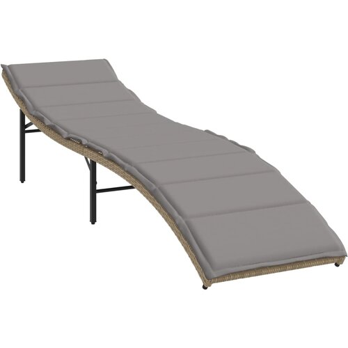 VidaXL Ležalnik z blazino bež 55x199x50 cm poli ratan, (21110699) Slike