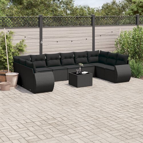 11-dijelni set vrtnih sofa od poliratana s jastucima crni Cijene
