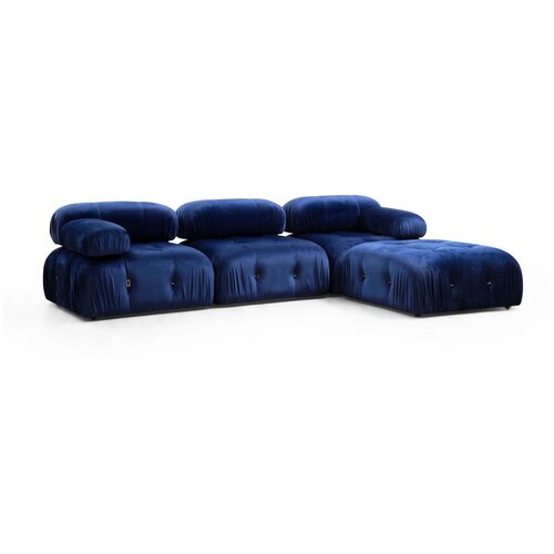 Balcab Home Temno modra žametna kotna sedežna garnitura Bubble &amp;ndash; Slike