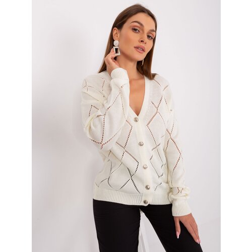 Fashion Hunters Ecru openwork sweater with button fastening RUE PARIS Slike