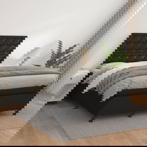 The Living Store Box spring postelja z vzmetnico črna 120x200 cm umetno usnje - Box Spring Postelja, (21519030) Cene