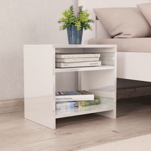 Maison Chic Dvo delni komplet Nočne omarice - Nočne mize visok sijaj bele 40x30x40 cm iverna plo&amp;scaron;ča, (21687243) Slike