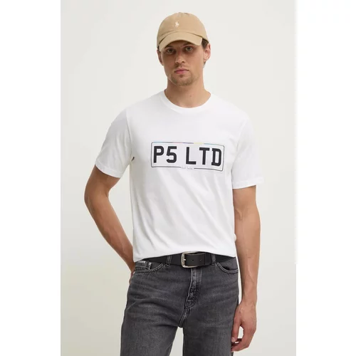 PS Paul Smith Pamučna majica za muškarce, boja: bijela, s tiskom, M2R.011R.NP4693